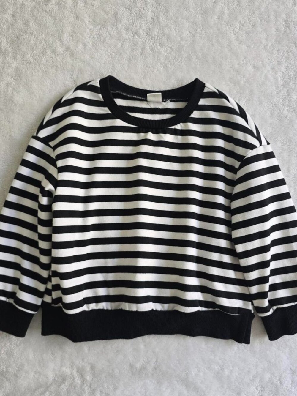 Kids' Black and White Striped Sweatshirt